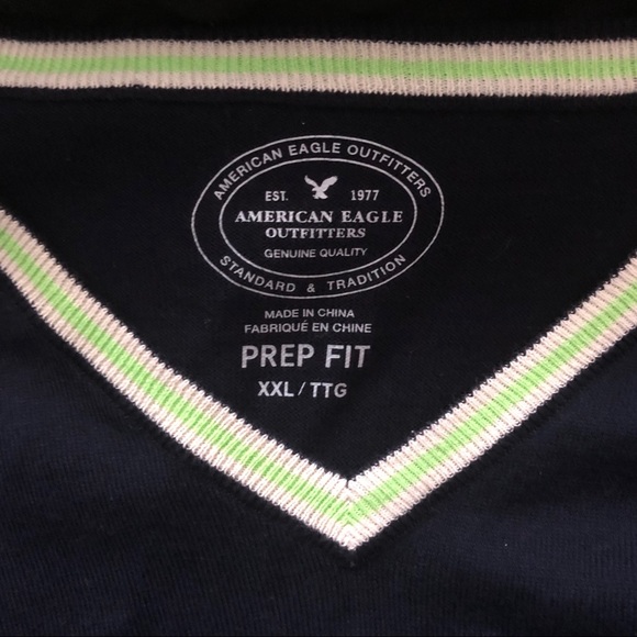 AEO Blue & Green V-Neck Sweater XXL - Picture 2 of 3